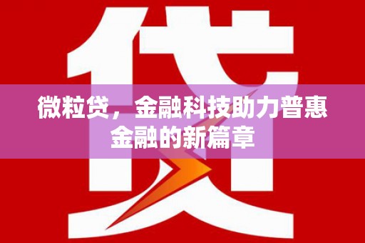 成县微粒贷，金融科技助力普惠金融的新篇章