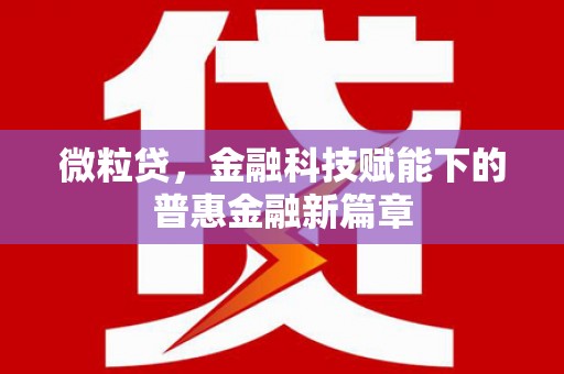 成县微粒贷，金融科技赋能下的普惠金融新篇章