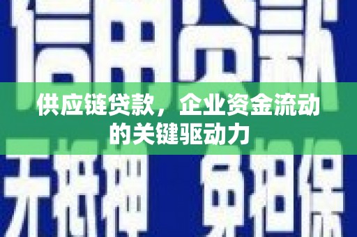 成县供应链贷款，企业资金流动的关键驱动力