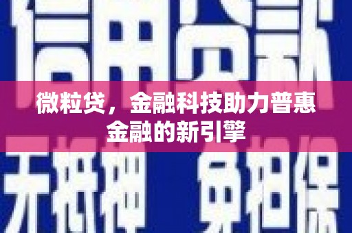 成县微粒贷，金融科技助力普惠金融的新引擎