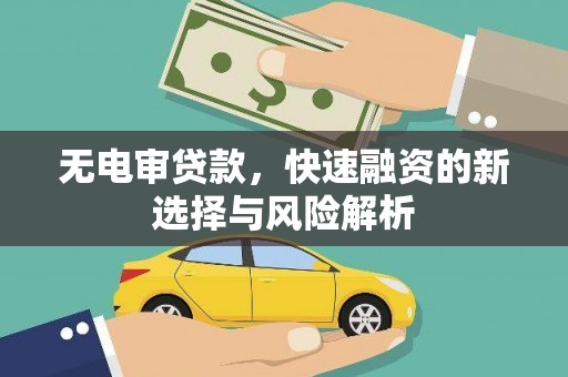 成县无电审贷款，快速融资的新选择与风险解析