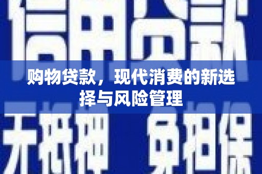 成县购物贷款，现代消费的新选择与风险管理