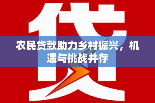 成县农民贷款助力乡村振兴，机遇与挑战并存