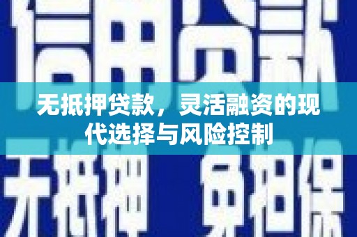 成县无抵押贷款，灵活融资的现代选择与风险控制