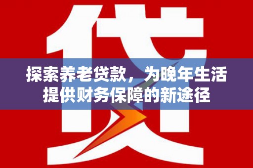 成县探索养老贷款，为晚年生活提供财务保障的新途径