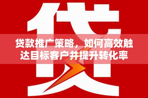 成县贷款推广策略，如何高效触达目标客户并提升转化率