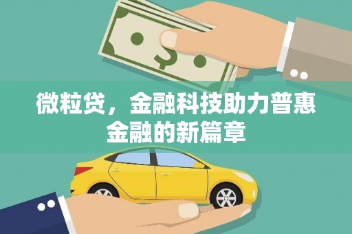 成县微粒贷，金融科技助力普惠金融的新篇章